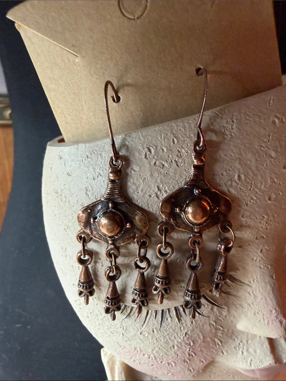 Boho Copper Dangle Earrings - Handcrafted Women Jewelry